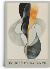 Paul Sinus Leinwandbild 40x60cm Echoes of Balance – Abstrakt, Harmonie, Linien, Bewegung, Minimalismus, Schwarz, Weiß, Orange, Design, Kunst