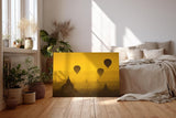 Sinus Art Wandbild 120x80cm Heißluftballons schweben über Pagoden im warmen Licht eines goldenen Himmels