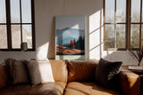 Paul Sinus Wandbild in 40x60cm herbstliche Berglandschaft mit rotem Baum – stimmungsvolles Naturmotiv für gemütliche Wohnräume