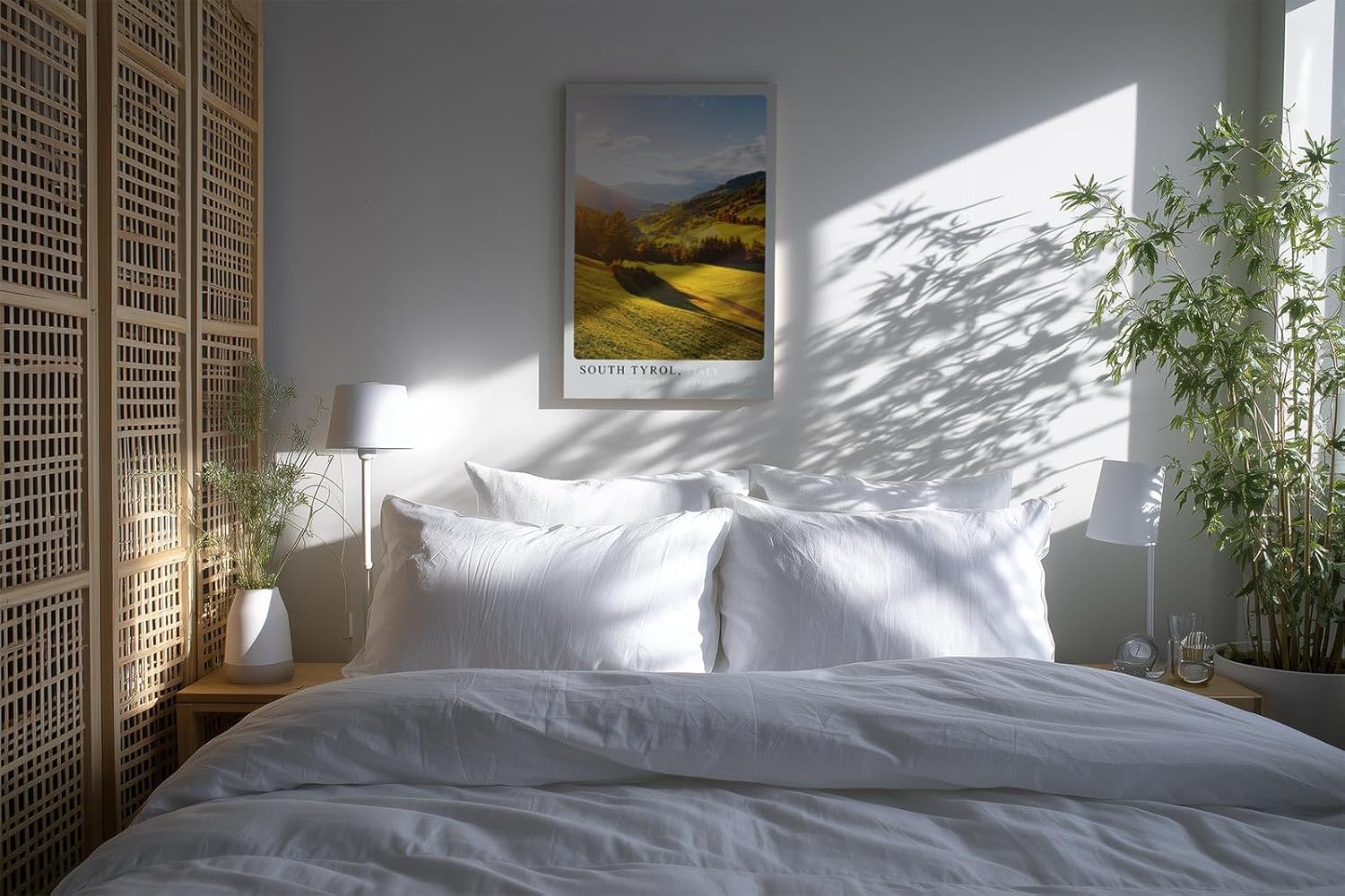 Paul Sinus Kunstdruck 40x60cm Südtirol Italien – sonnige Hügellandschaft mit goldenen Wiesen und herbstlicher Tiefe