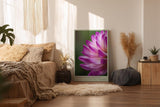 Paul Sinus Wandbild in 40x60cm Petals of the Morning – zarte Nahaufnahme einer pink-violetten Blüte mit Tautropfen für frische Raumakzente