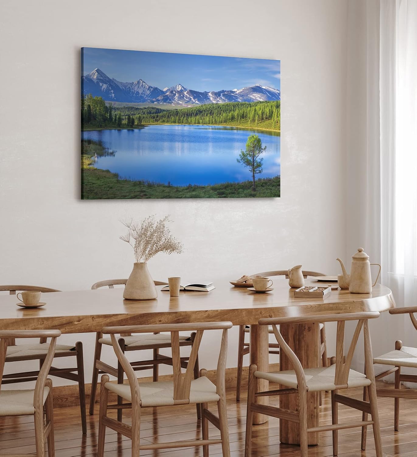 Paul Sinus Wandbild 120x80cm Bergsee Berge See Blau Gebirge Natur Tannenwald
