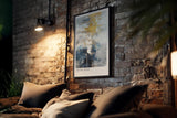 Paul Sinus Kunstdruck 40x60cm Mixed Hues – Farbabstraktion in Blau, Gold und Weiß mit künstlerischer Tiefe und Struktur