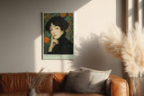 Paul Sinus Wandbild in 40x60cm The Orange Muse – Elegantes Porträt im Jugendstil mit warmen Orangetönen und kunstvollen floralen Details