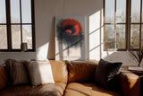 Paul Sinus Wandbild in 40x60cm Bloom of Contrast in Rot und Schwarz – Abstrakte Blüte mit intensiver Farbdynamik und künstlerischem Ausdruck