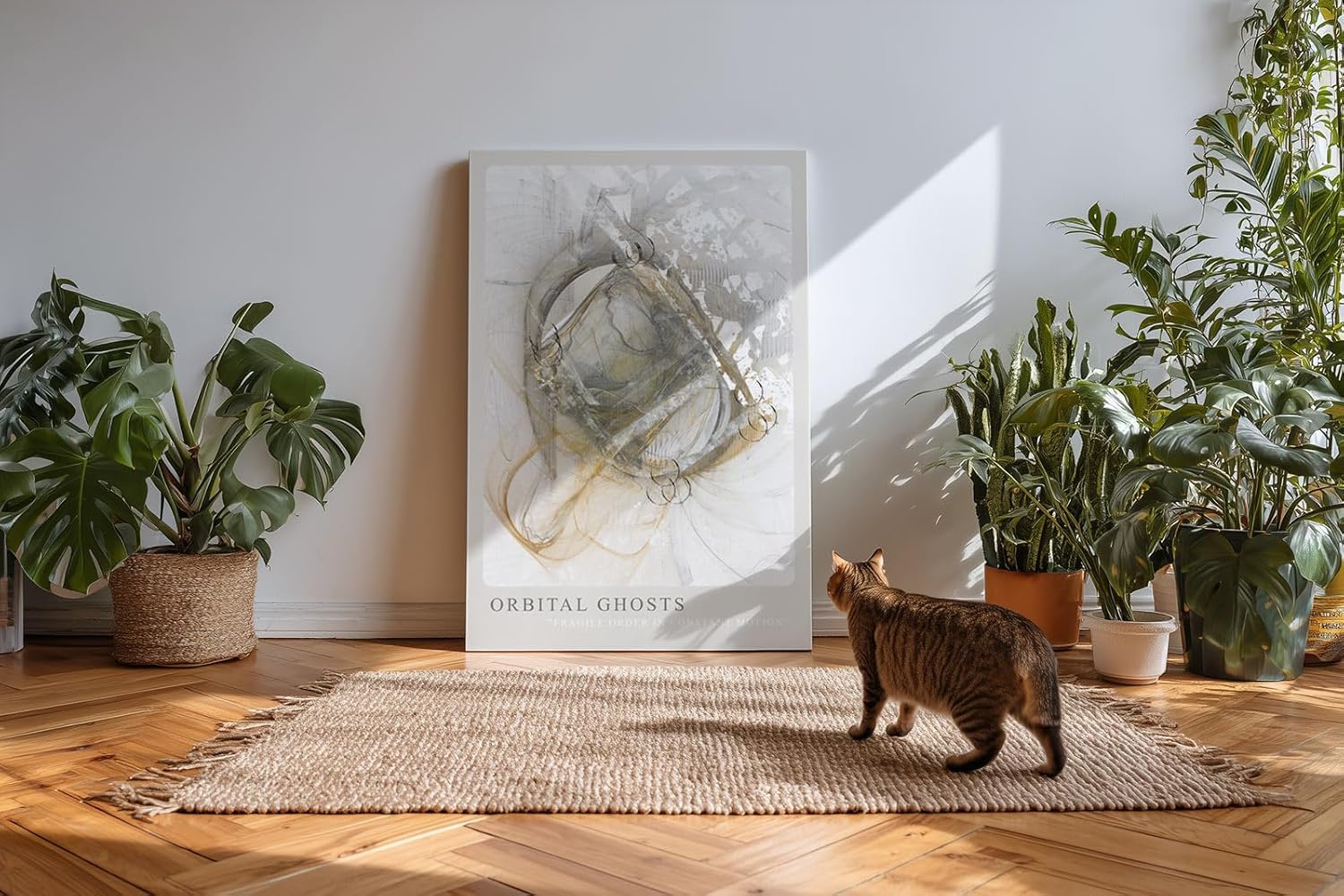 Paul Sinus Kunstdruck 40x60cm Orbital Ghosts Kreise Weiß Grau Dynamik Abstraktion Bewegung