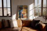 Paul Sinus Wandbild in 40x60cm The Hidden Spell detailreiches abstraktes Porträt zweier Gesichter in Blauund Goldtönen