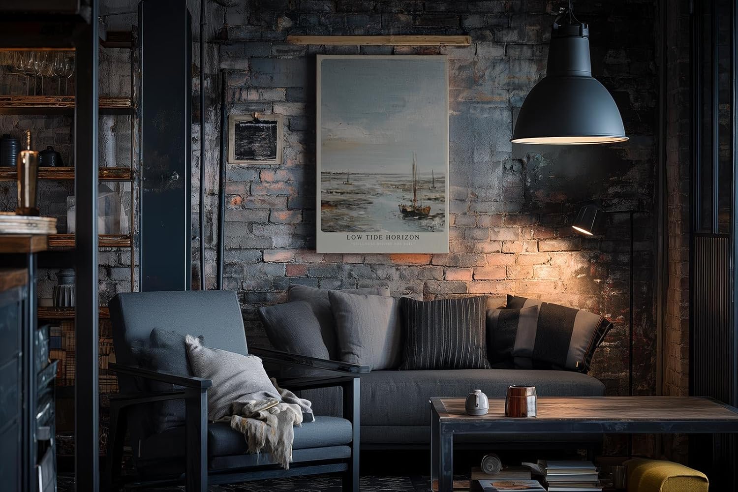 Paul Sinus Wandbild in 40x60cm Segelboote bei Ebbe – maritimes Ölgemälde mit ruhiger Küstenstimmung für entspannende Wohnraumgestaltung