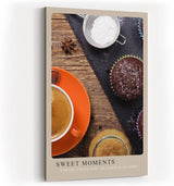 Paul Sinus Kunstdruck 40x60cm Sweet Moments mit Kaffee, Muffins und Gewürzen auf Holzbrett