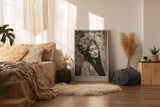 Paul Sinus Wandbild in 40x60cm The Harmony Within Monochromes Frauenporträt mit floralem Kopfschmuck und traditioneller Kleidung für harmonische Raumgestaltung