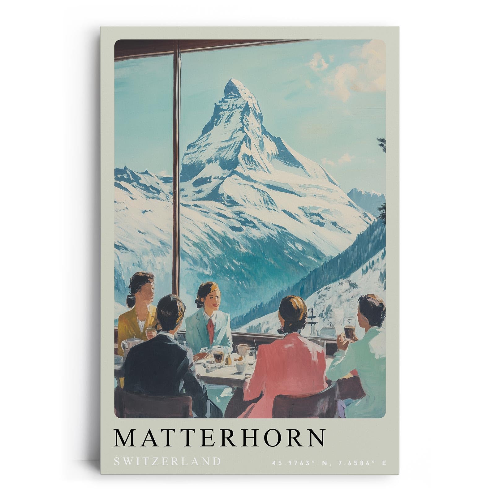 Paul Sinus Leinwandbild 60x90cm Leinwandbild Matterhorn Alpenpanorama luxuriöse Eleganz stilvolle Berglandschaft Retro Ästhetik exklusiver Genuss