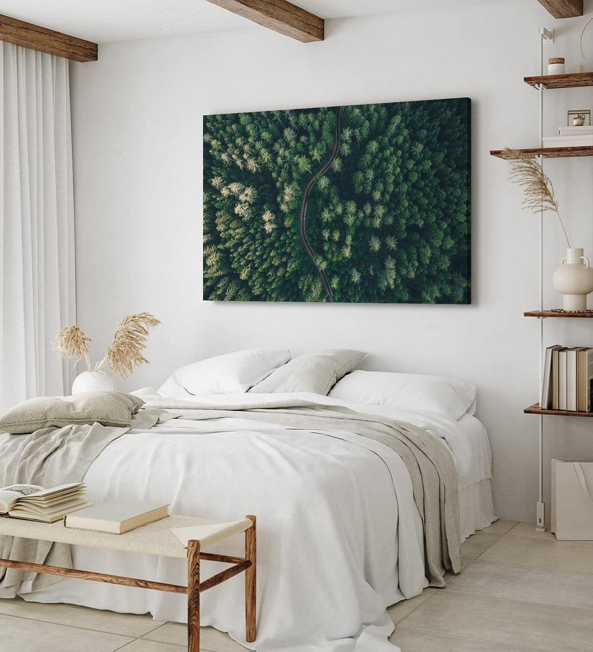 Paul Sinus Wandbild 120x80cm Wald aus der Vogelperspektive Tannenwald Waldstraße