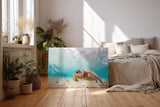 Sinus Art Wandbild 120x80cm Detailreiche Aufnahme einer Schildkröte im klaren Ozean für entspannte Raumwirkung