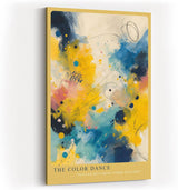 Paul Sinus Wandbild in 40x60cm The Color Dance – Farbintensive abstrakte Komposition in Gelb-, Blauund Weißtönen