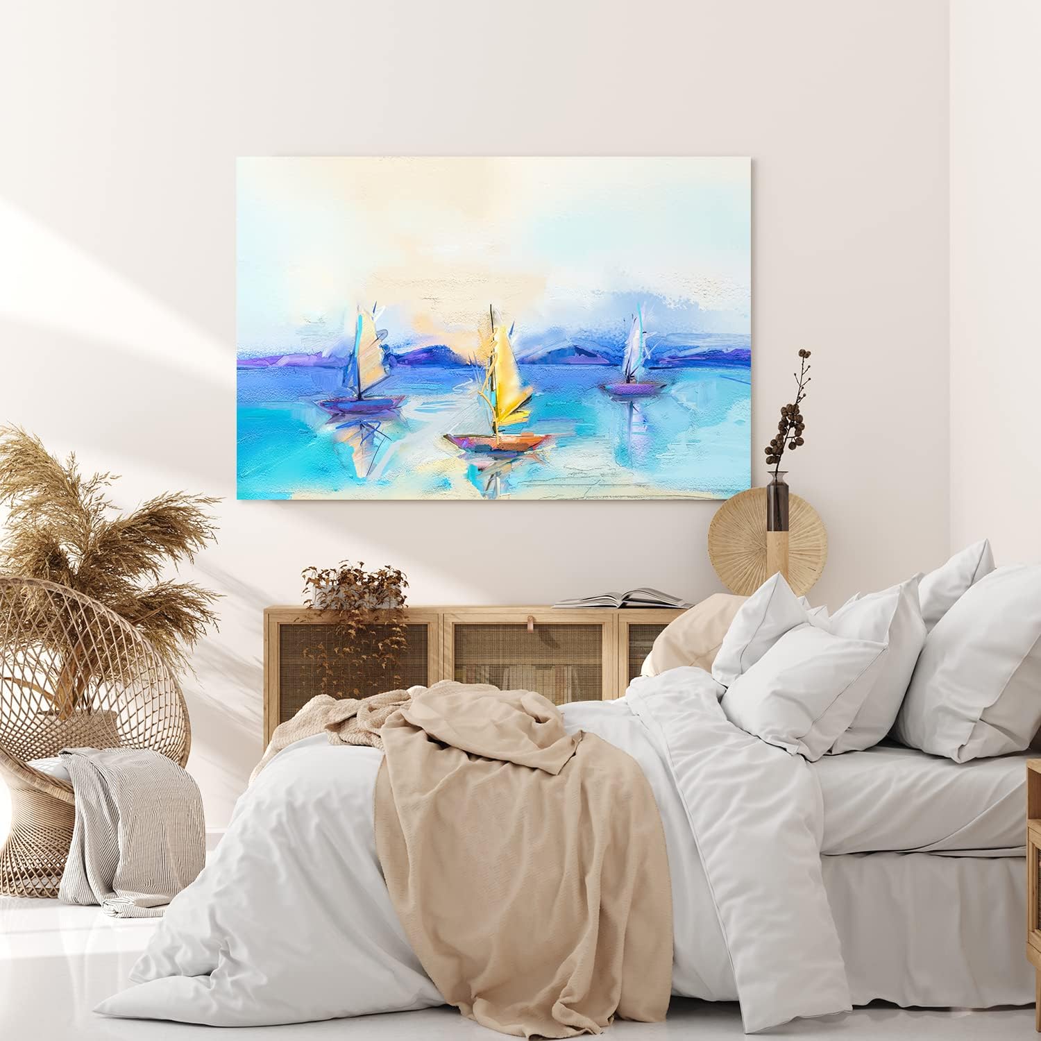 Paul Sinus Wandbild 120x80cm Segelschiffe Segelboote Segeln Meer Sonnenuntergang Abstrakt
