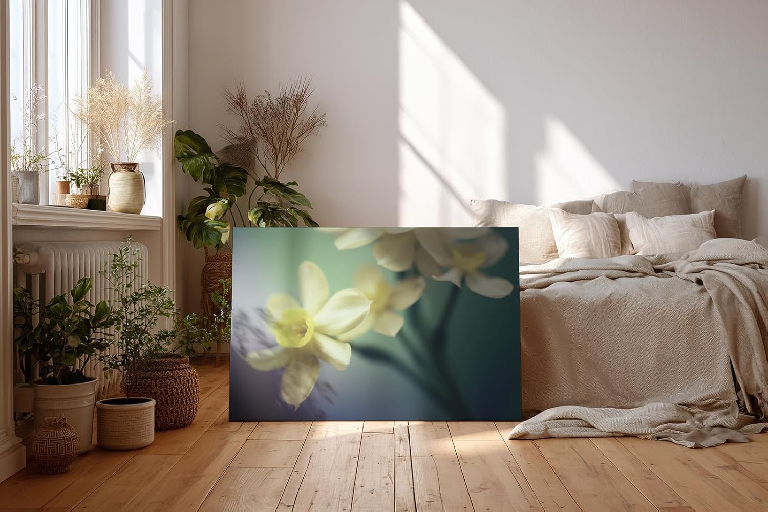 Sinus Art Wandbild 120x80cm Elegante Darstellung von Narzissen – Symbol für Neubeginn und Leichtigkeit