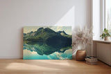 Sinus Art Wandbild 120x80cm Faszinierende Bergspiegelung mit beeindruckender Symmetrie für harmonisches Raumgefühl