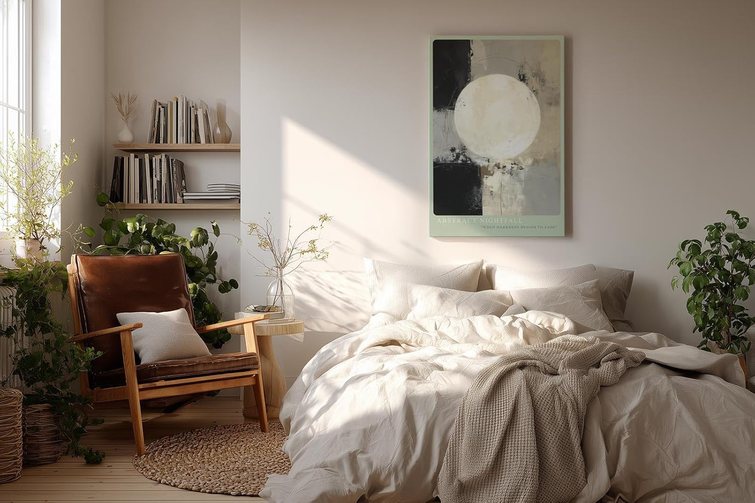 Paul Sinus Wandbild in 40x60cm Abstract Nightfall – Harmonische abstrakte Komposition mit großem Lichtkreis und sanften Farbverläufen