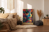 Paul Sinus Wandbild in 40x60cm Flora Divina Mystisches Frauenporträt in leuchtenden Farben mit üppigen Blütenelementen für luxuriöse Raumgestaltung