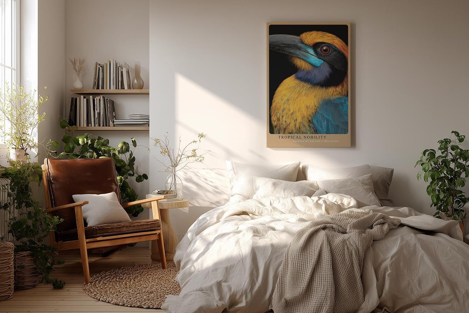 Paul Sinus Wandbild in 40x60cm Tropical Nobility – farbintensives Porträt eines exotischen Vogels für ausdrucksstarke Raumgestaltung