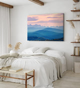 Paul Sinus Wandbild 120x80cm Gebirge Berglandschaft Sonnenuntergang Hügel Blau