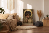 Paul Sinus Wandbild in 40x60cm The Golden Halo – Elegantes Porträt einer jungen Frau mit goldenem Heiligenschein in sanften, warmen Farbtönen für stilvolle Raumgestaltung