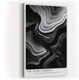 Paul Sinus Wandbild in 40x60cm The Dark Current – Abstrakte Schwarz-Weiß-Linienstrukturen mit fließender Bewegung und tiefem Kontrast