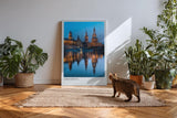 Paul Sinus Kunstdruck 40x60cm Dresden Germany – Barocke Altstadt mit Spiegelung in der Elbe bei abendlichem Licht