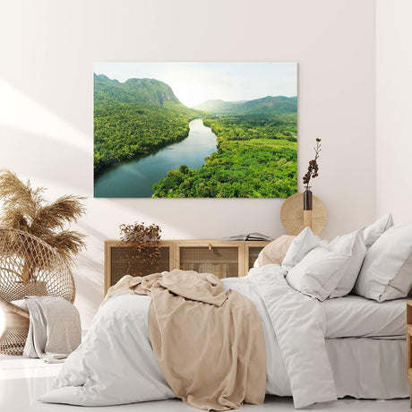 Paul Sinus Wandbild 120x80cm Fluss Thailand Landschaft Dschungel Tropisch Berge Grün