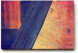 Sinus Art Wandbild 120x80cm Breite Farbbalken in Blau und Orange mit violettem Verlauf und geometrischer Anordnung