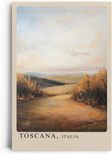 Paul Sinus Leinwandbild 60x90cm Toskana Idylle – Weite mediterrane Landschaft mit goldenem Licht und warmen Erdtönen