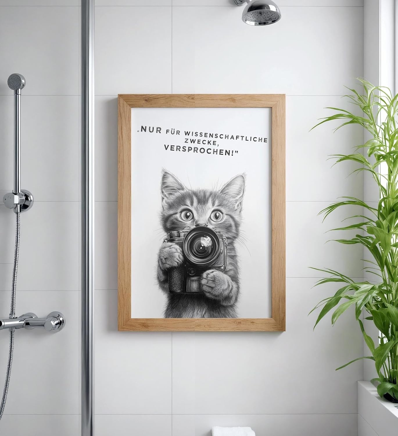 Paul Sinus Poster/Leinwandbild/Rahmenoption Lustiges Katzenbild – Witzige Klo-Deko fürs Gäste-WC – Perfekt für Humorvolle
