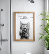 Paul Sinus Poster/Leinwandbild/Rahmenoption Lustiges Katzenbild – Witzige Klo-Deko fürs Gäste-WC – Perfekt für Humorvolle