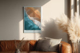 Paul Sinus Wandbild in 40x60cm Porto Covo Portugal – Luftaufnahme von Strand und Meer mit zwei Silhouetten im Sand