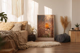 Paul Sinus Wandbild in 40x60cm Oranger Singvogel im Morgentau mit goldener Lichtstimmung