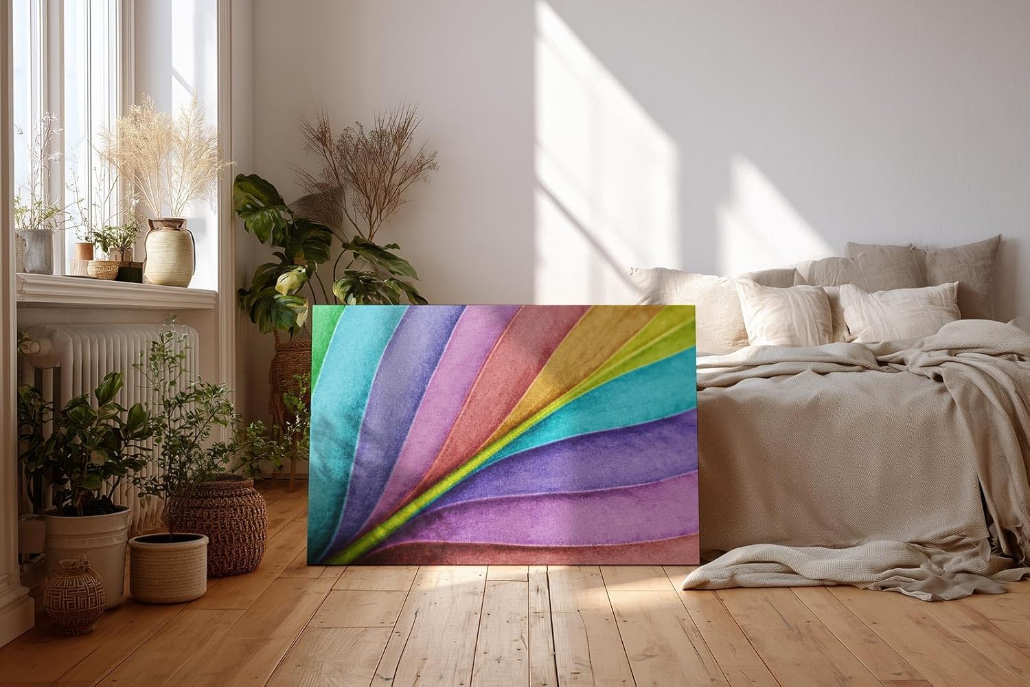 Sinus Art Wandbild 120x80cm Farbverlauf in leuchtenden Fächerformen – modern, verspielt und stilvoll