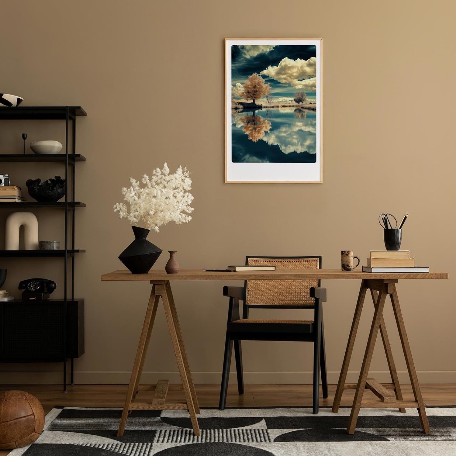 Paul Sinus Leinwandbild 60x90cm Spiegel der Natur – Faszinierende Landschaft mit surrealen Farben, Wolkenspiegelung und beruhigender Atmosphäre