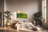 Sinus Art Wandbild 120x80cm Leuchtende Reisterrassen in der Morgensonne vor sanftem Bergpanorama