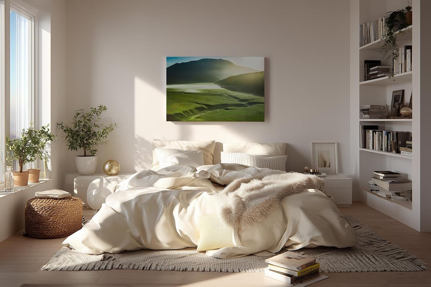Sinus Art Wandbild 120x80cm Faszinierende Weite mit weichem Sonnenlicht und harmonischer Farbgebung