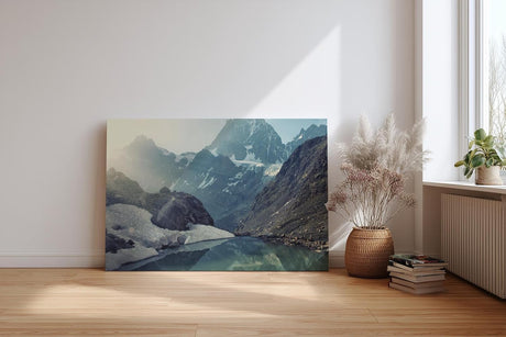 Sinus Art Wandbild 120x80cm Beeindruckende Alpenlandschaft mit Eis, Wasser und Licht – kraftvoll und beruhigend zugleich