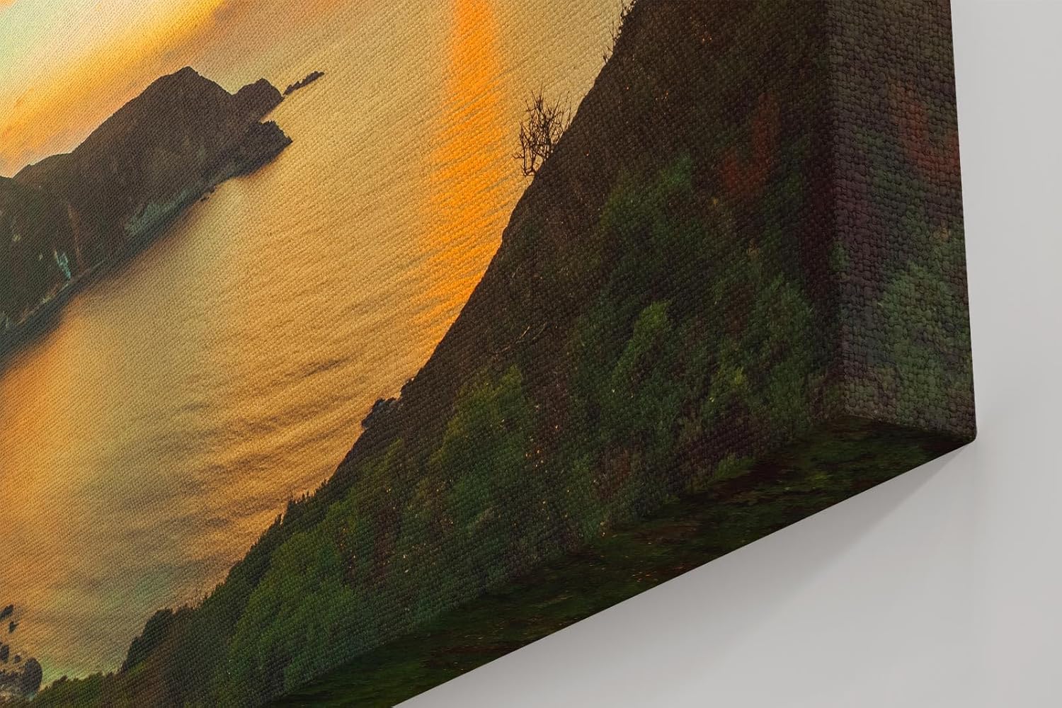 Sinus Art Wandbild 120x80cm Atemberaubender Sonnenuntergang über Küstenlinie mit weichem Farbverlauf