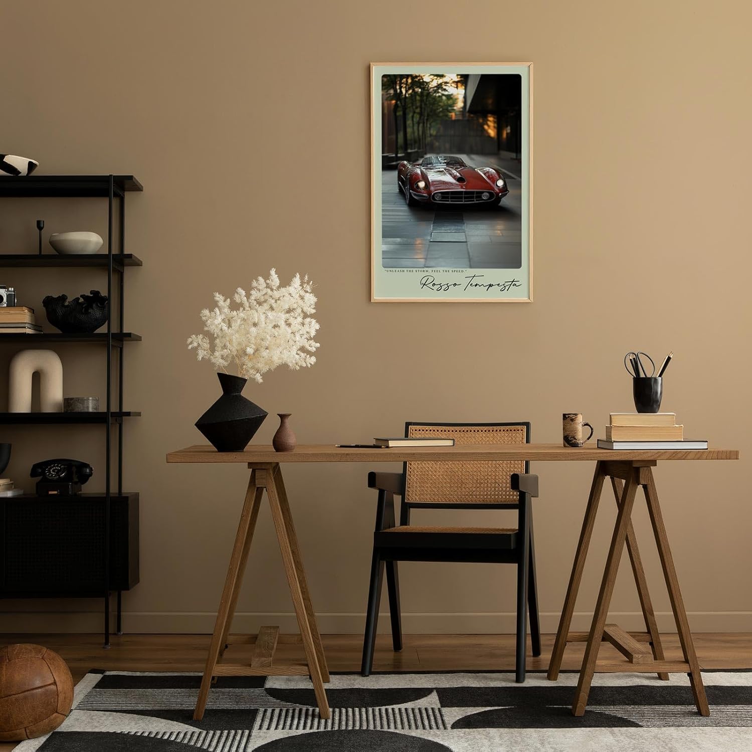 Paul Sinus Leinwandbild 40x60cm Rosso Tempesta Leinwandbild legendärer Sportwagen in urbaner Umgebung dynamisches Design und pure Geschwindigkeit