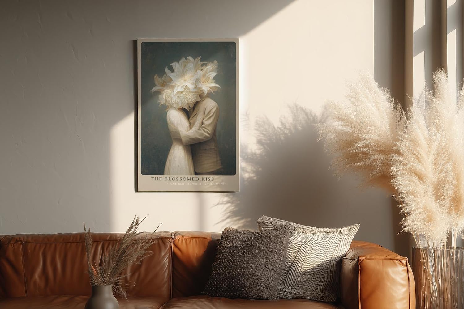 Paul Sinus Wandbild in 40x60cm The Blossomed Kiss – Romantische Kunst mit blühenden Lilienköpfen in zarten Farbtönen für stilvolle Wohnakzente