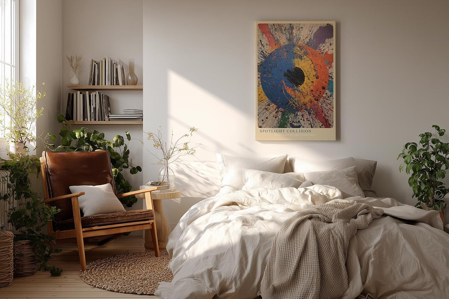 Paul Sinus Wandbild in 40x60cm Spotlight Collision Abstrakte Farbexplosion mit zentralem Fokus