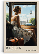 Paul Sinus Leinwandbild 80x120cm Leinwandbild Berlin Deutschland Stadtblick Fernsehturm Zugreise Nostalgie Vintage Romantik Sehnsucht Reisemoment Hauptstadt
