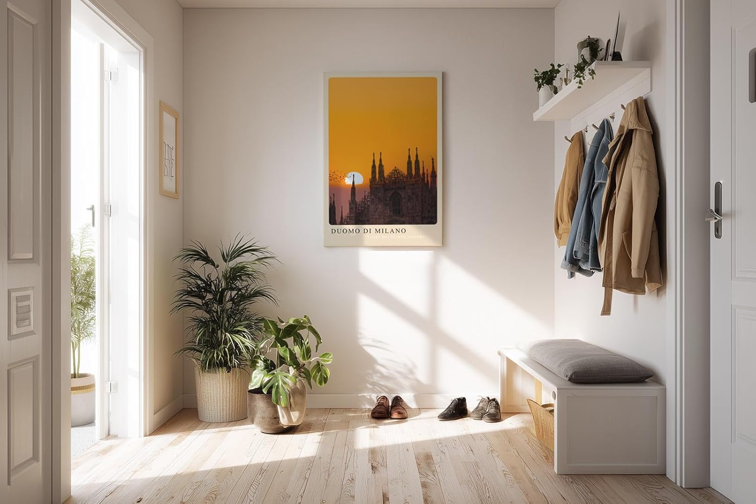 Paul Sinus Kunstdruck 40x60cm Duomo di Milano – Der Mailänder Dom im Sonnenuntergang als Silhouette vor goldenem Himmel