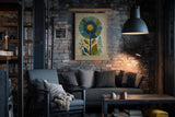 Paul Sinus Wandbild in 40x60cm The Blooming Balance stilisierte Blume in Blauund Gelbtönen moderne Naturkunst auf Leinwand