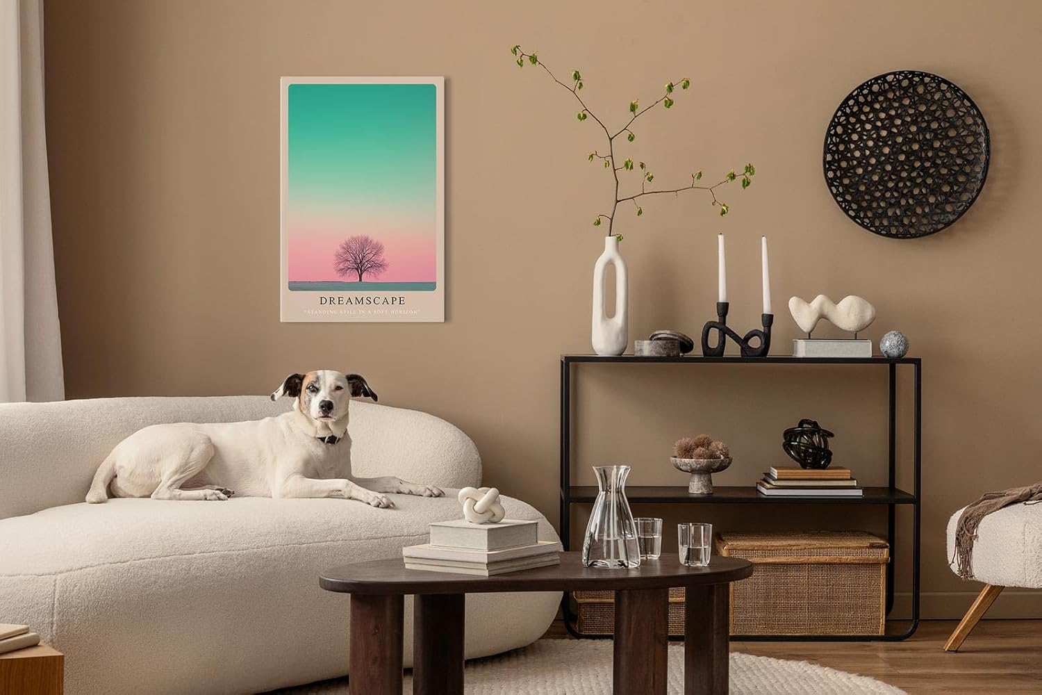 Paul Sinus Leinwandbild 80x120cm Dreamscape – Minimalismus, Natur, Farbverlauf, Ästhetik, Kunst, Träume, Harmonie, Balance, Landschaft, Meditativ, Ruhe