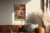 Paul Sinus Wandbild in 40x60cm The Floral Mosaic mit kunstvollem Frauenportrait aus farbigen Blütenfragmenten für moderne Wandgestaltung