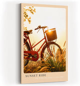 Paul Sinus Kunstdruck 40x60cm Sunset Ride Fahrrad im goldenen Sonnenlicht mit nostalgischer Stimmung und ländlicher Ruhe